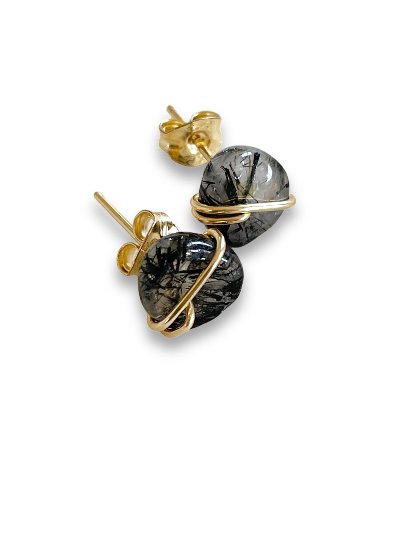 Black Rutilated Quartz | Stud Earrings by Summer Gems - Handmade in Ba