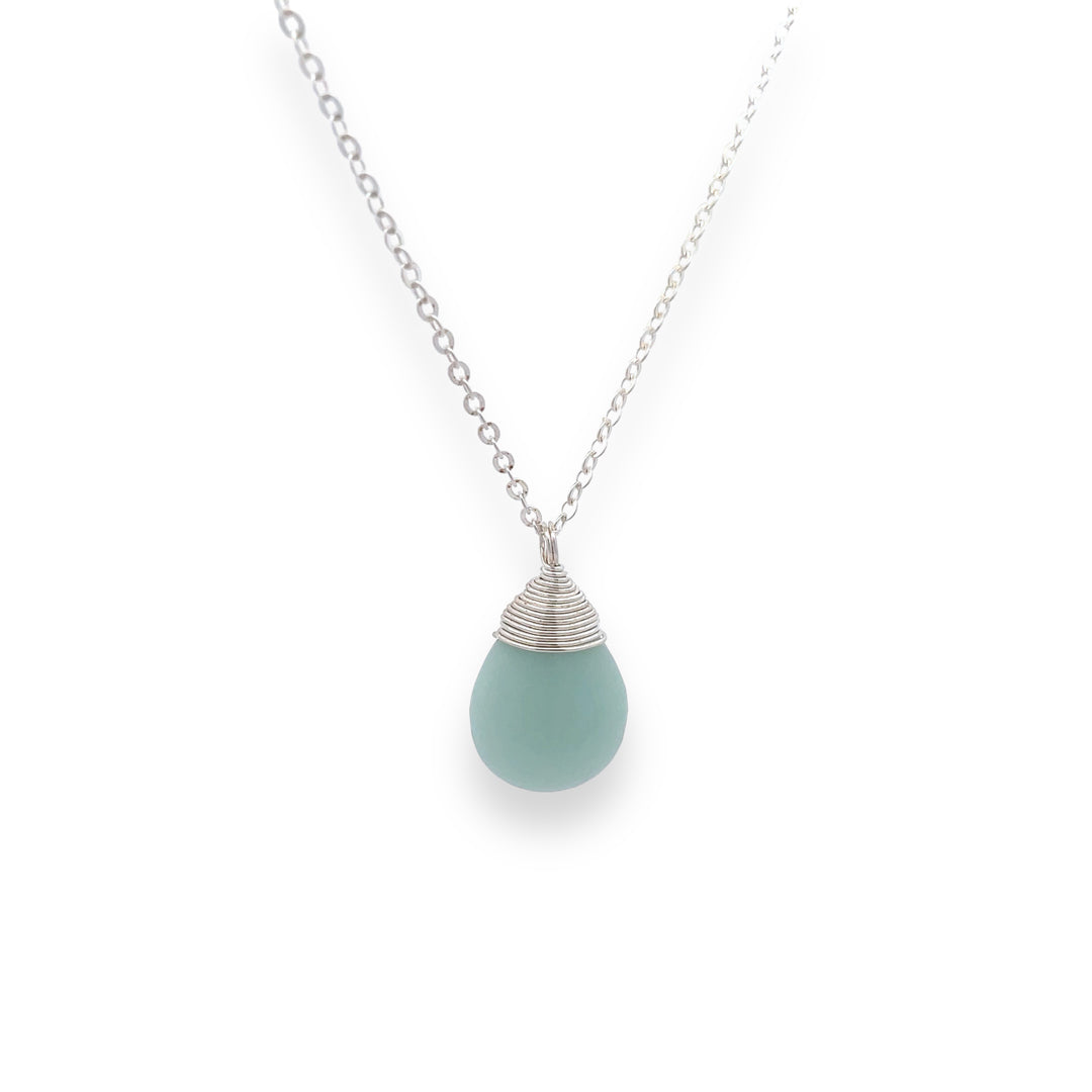 amazonite pendant necklace in silver 