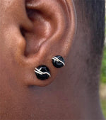 Load image into Gallery viewer, Black onyx stud earrings silver in medium and large 
