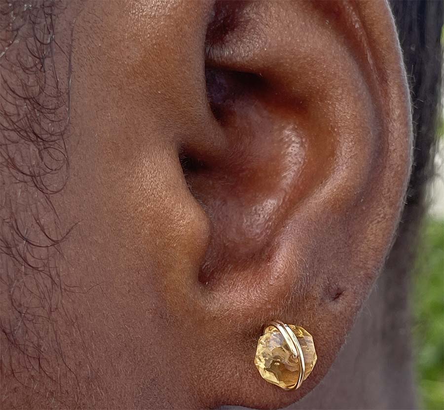 Large citrine gold earrings 