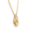 Load image into Gallery viewer, Citrine gold necklace side view 

