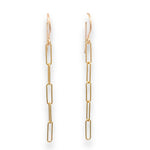 Load image into Gallery viewer, Minimalist gold chain link earrings with ear hooks, 14K gold-filled, 2-inch lightweight drop earrings for everyday wear.
