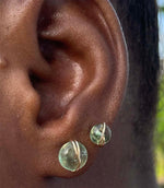 Load image into Gallery viewer, Large and medium Green fluorite stud earrings 
