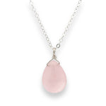 Load image into Gallery viewer, large rose quartz pendant necklace in silver 
