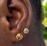 Load image into Gallery viewer, Large and medium gold citrine earrings 
