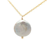 Load image into Gallery viewer, Large coin pearl necklace in 14kt gold-filled 
