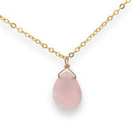 Load image into Gallery viewer, large rose quartz pendant necklace set in gold 
