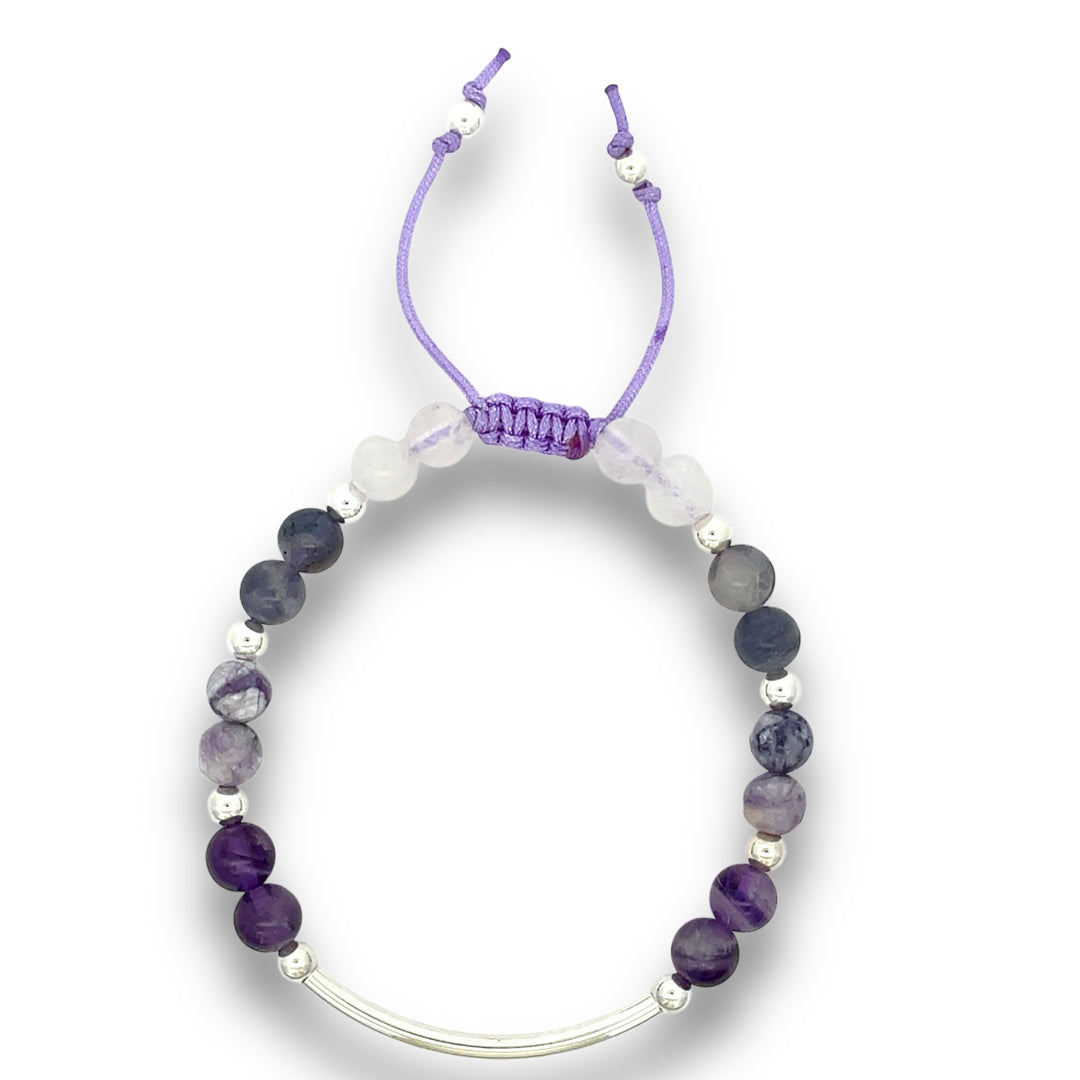 lavender stone bar bracelet in silver 