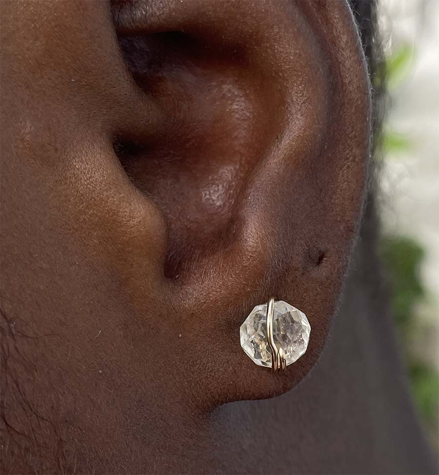 Light citrine gemstone stud earrings 