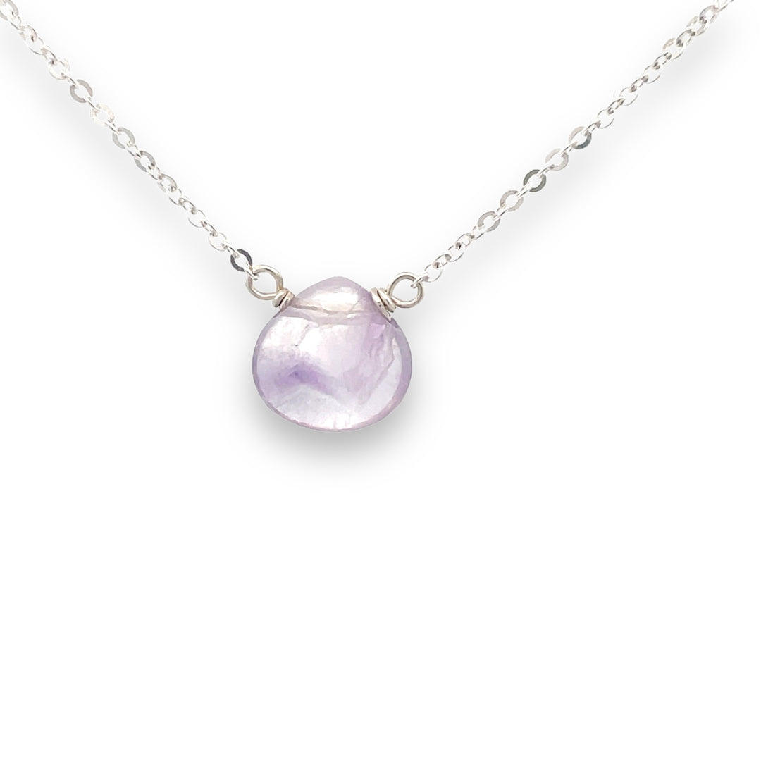 Light purple fluorite necklace in sterling silver 
