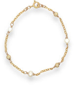 Load image into Gallery viewer, white pearl chain bracelet 
