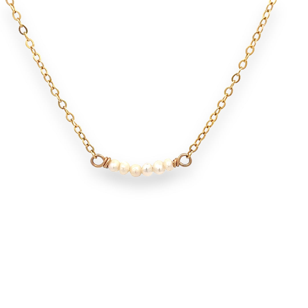 petite pearl bar necklace 