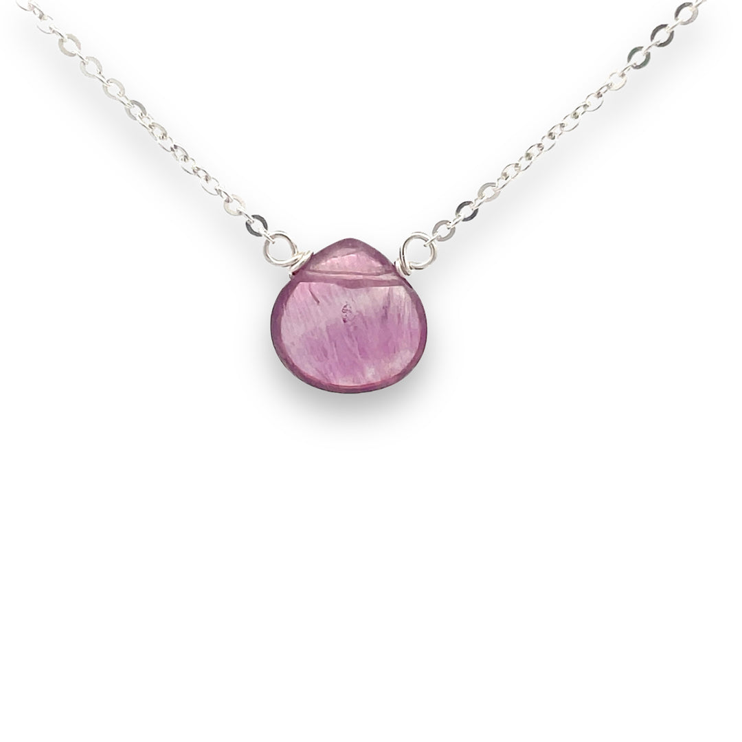 Purple fluorite necklace set in sterling silver 