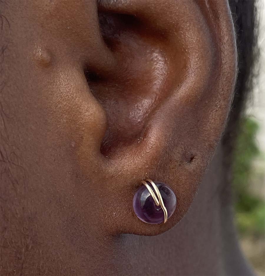 Purple stud earrings