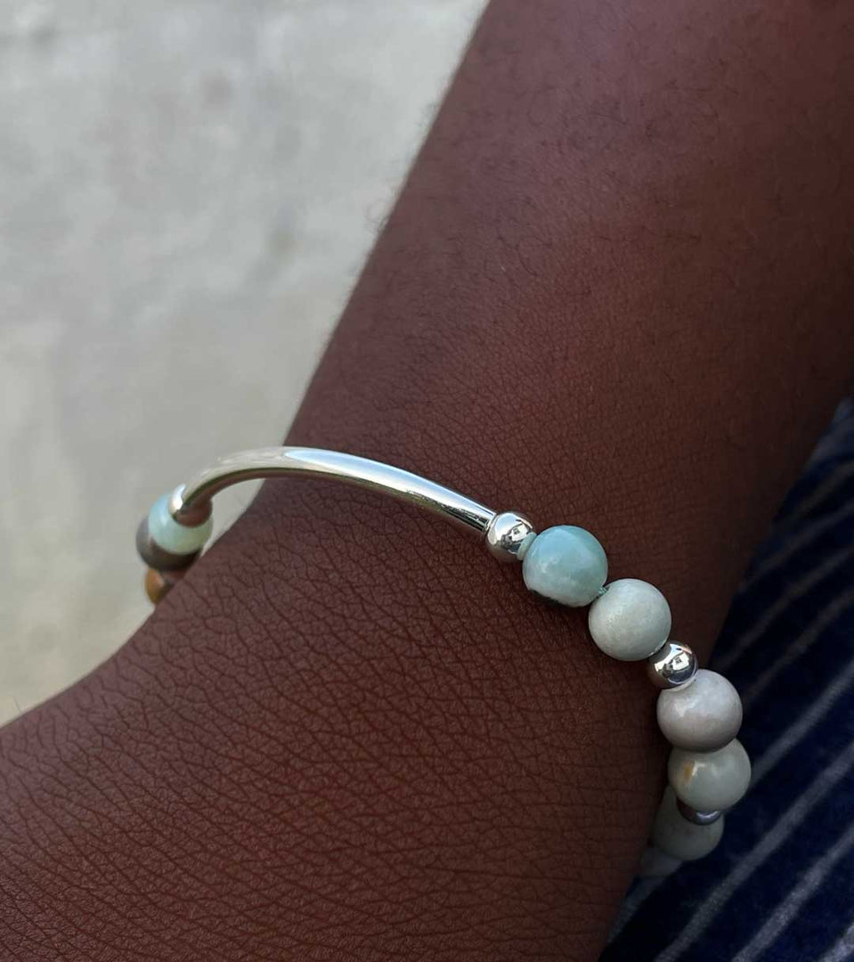 Amazonite Bar Bracelet - Handmade in Barbados