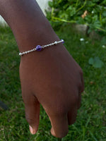 Load image into Gallery viewer, silver amethyst chain bracelet 
