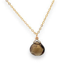 Load image into Gallery viewer, Smoky quartz pendant necklace set in gold 
