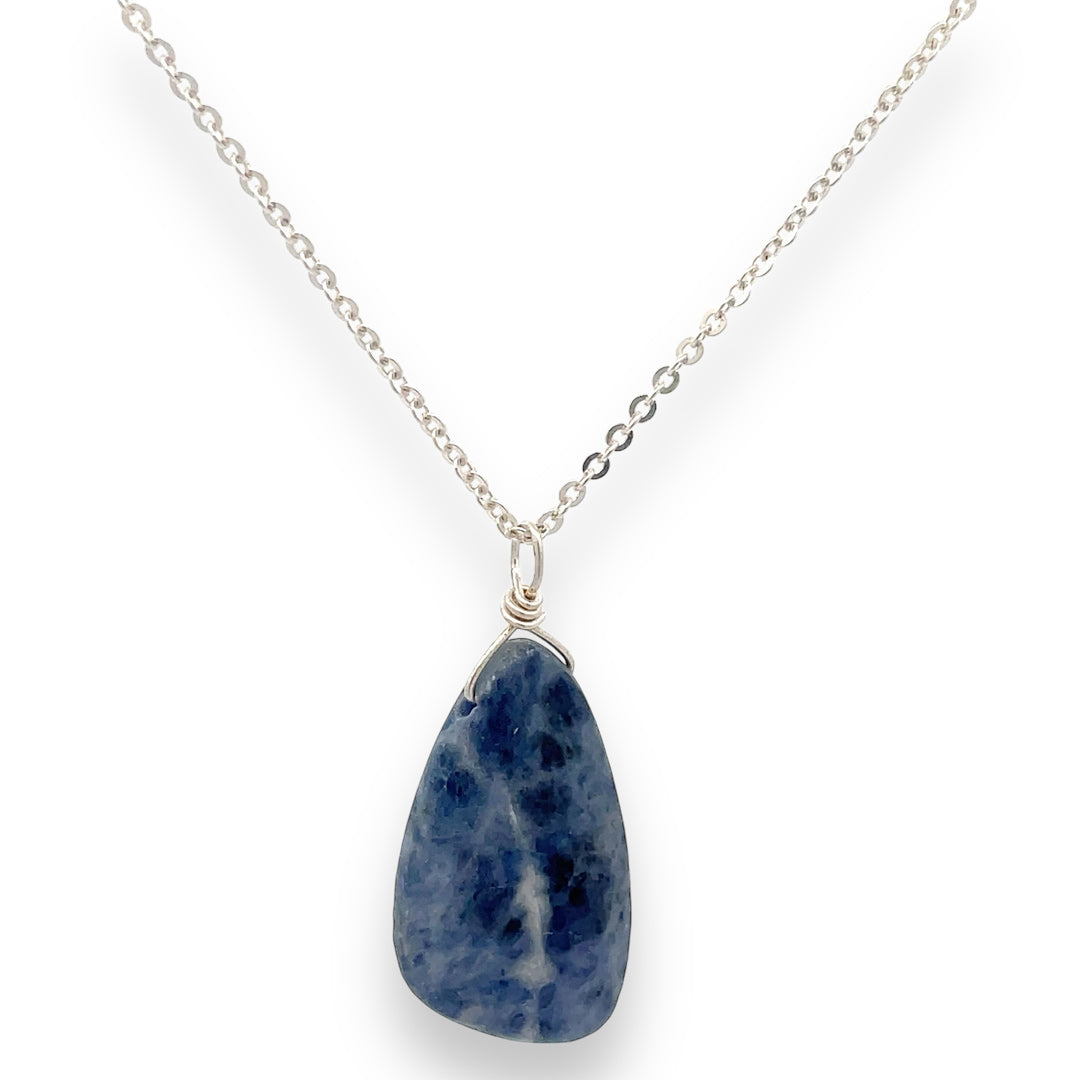 Sodalite Pendant Necklace | Butterfly Wing Design