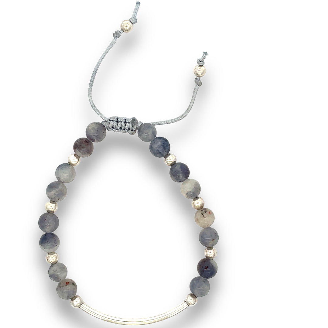 sunstone iolite stone bar bracelet in silver 