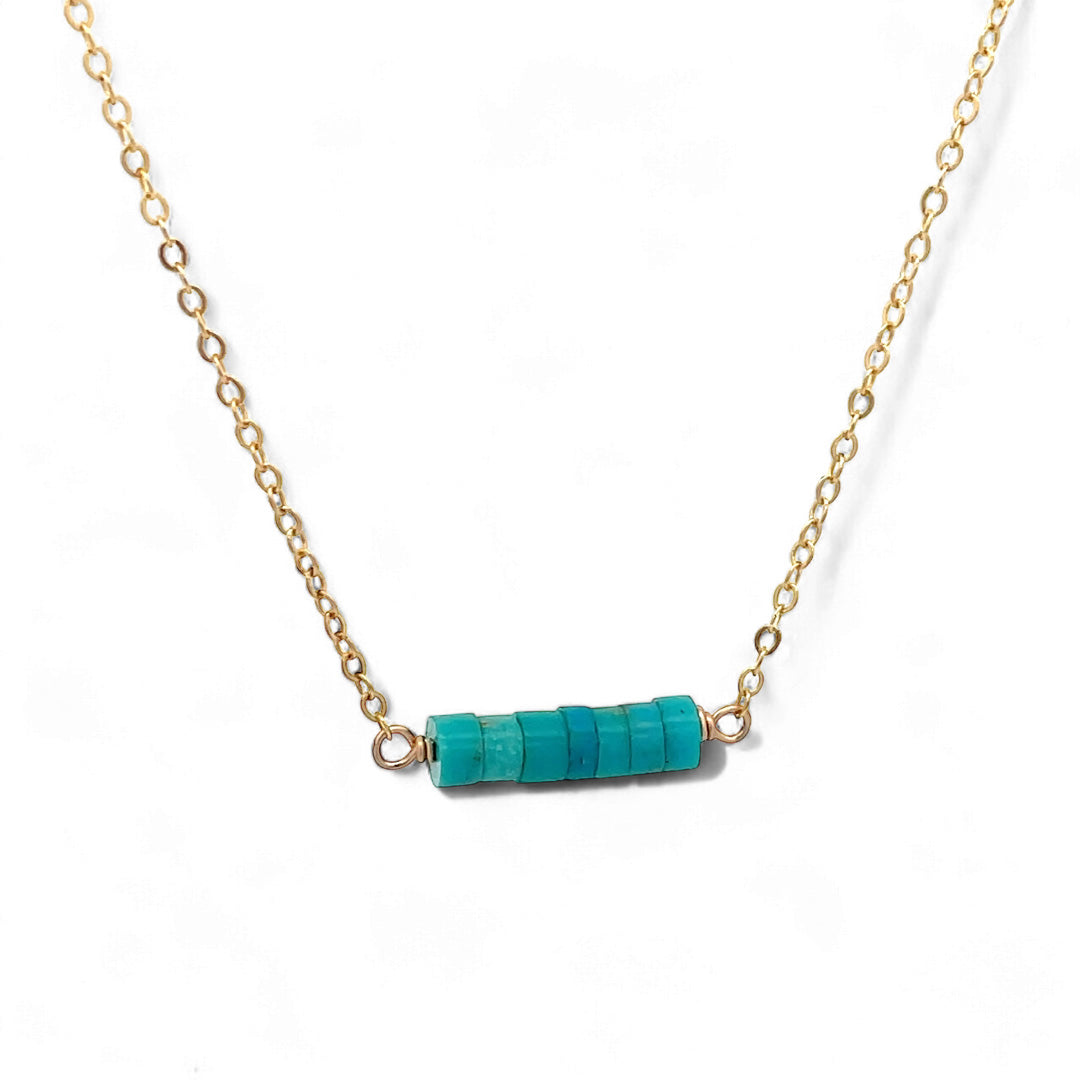 Turquoise gemstone bar necklace 