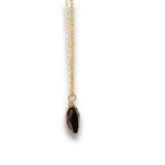 Load image into Gallery viewer, side profile of square smoky quartz gemstone with double-wrapping detail
