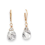 Load image into Gallery viewer, black rutilated quartz drop earrings 
