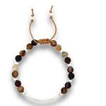 Load image into Gallery viewer, brown stripe agate silver bracelet 
