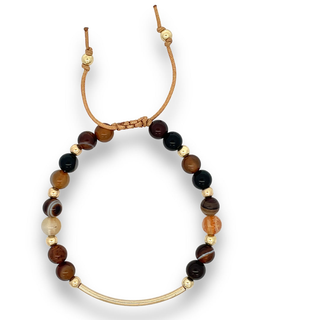 brown stripe agate gold bracelet 