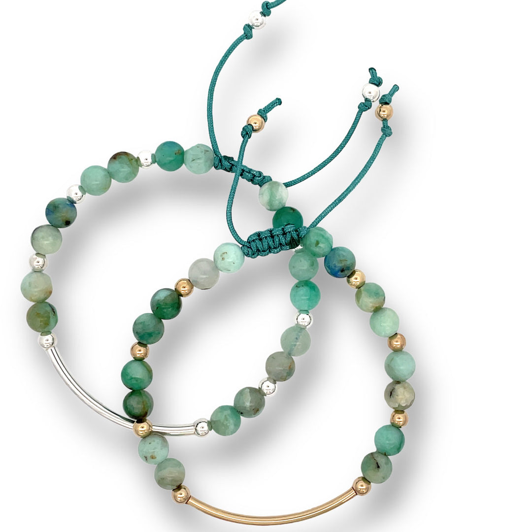 Chrysocolla Quartz | Stone Bar Bracelet