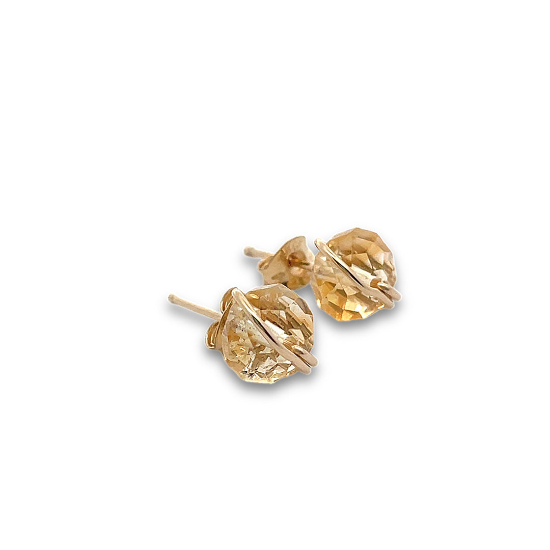 Citrine stud earrings gold 