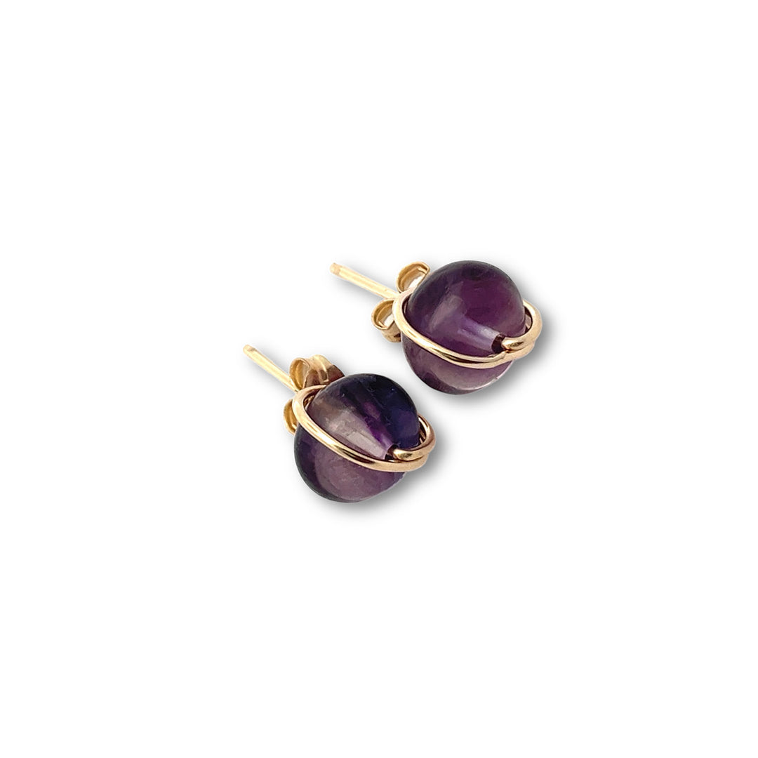 Fluorite studs in deep purple