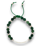 Load image into Gallery viewer, green jade stone bar silver bracelet 
