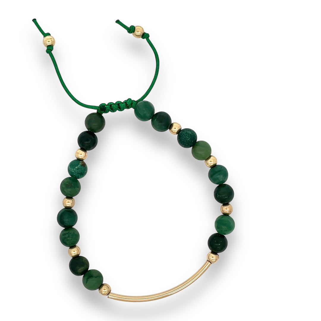 green jade gold stone bar bracelet