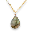 Load image into Gallery viewer, Labradorite gold teardrop necklace 
