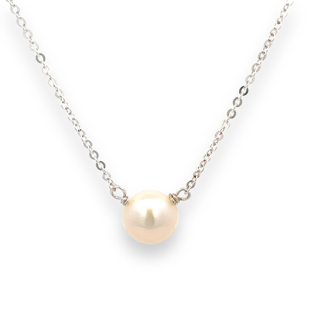 silver modern pearl necklace 