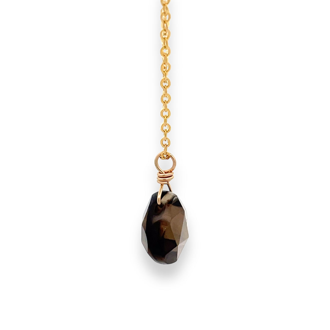 Smoky quartz gold pendant side profile 