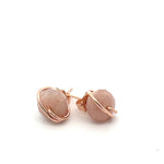 Load image into Gallery viewer, sunstone studs set in rose gold 
